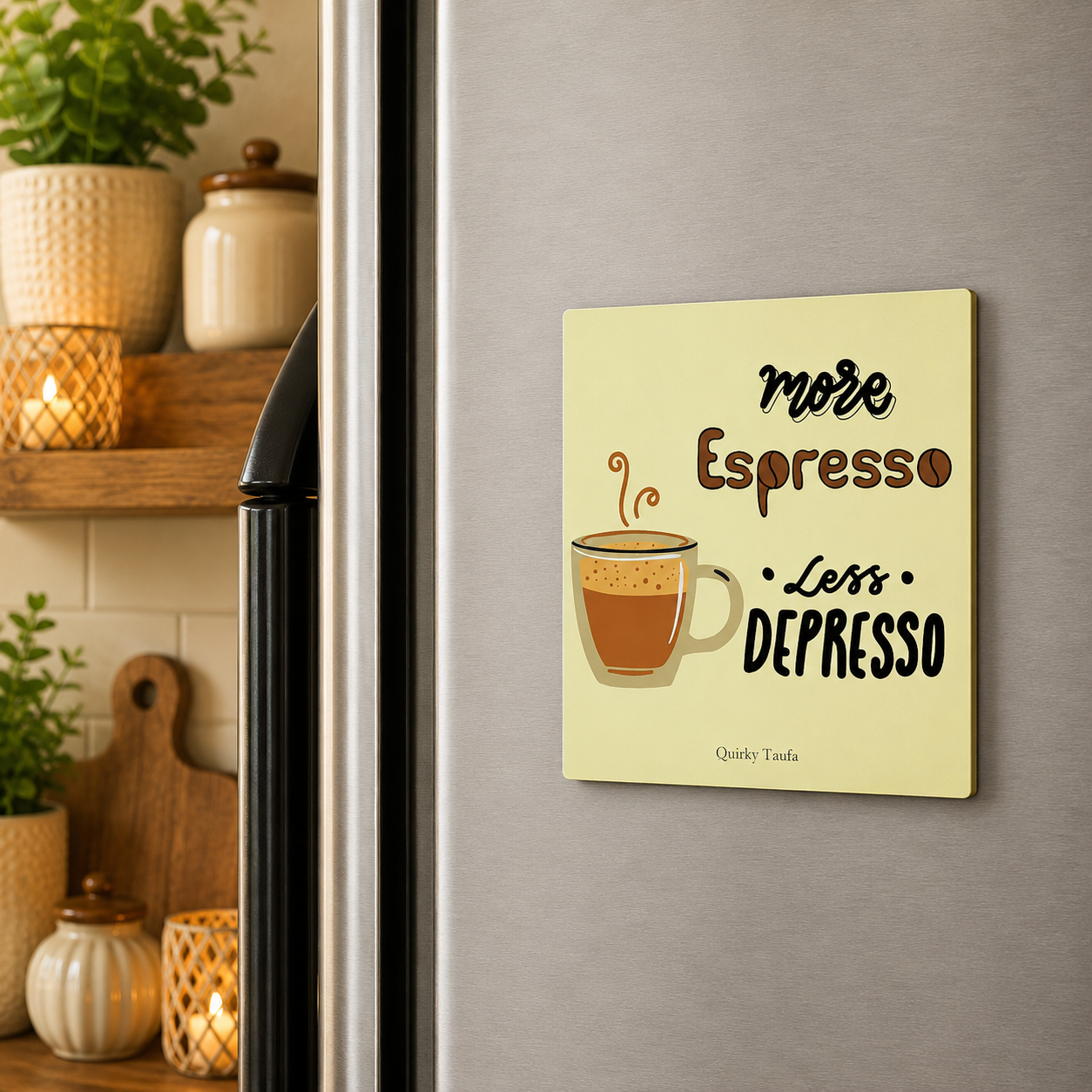 More espresso less Depresso Square Magnet