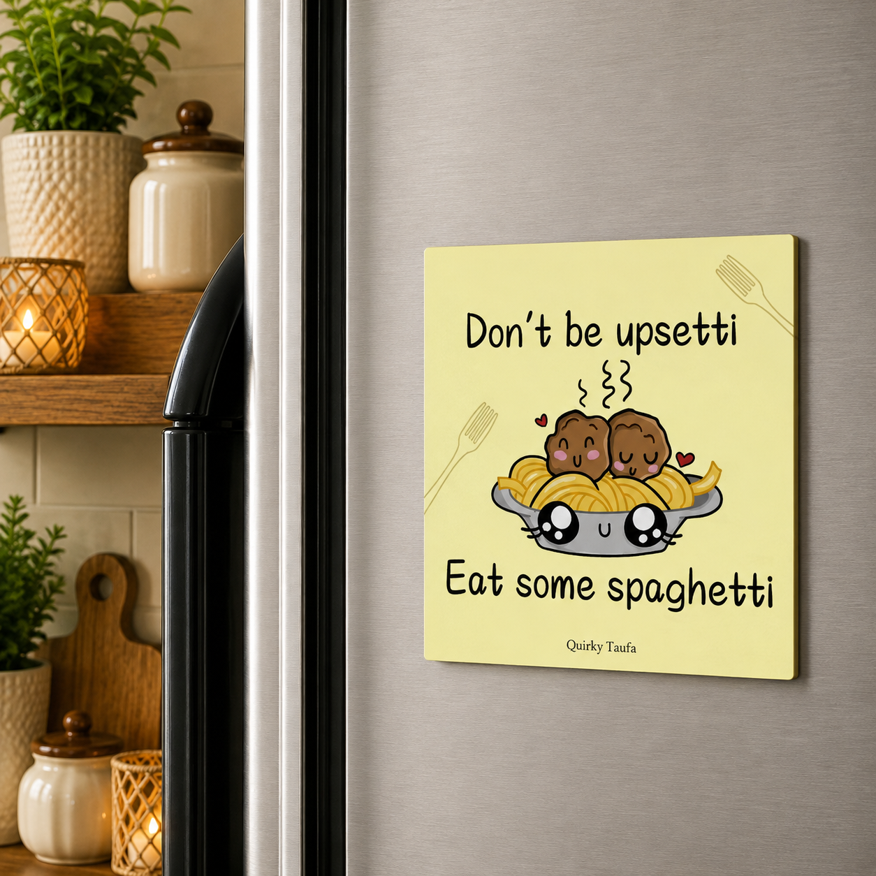 Don't be Upsetti Eat Some Spaghetti Square Magnet