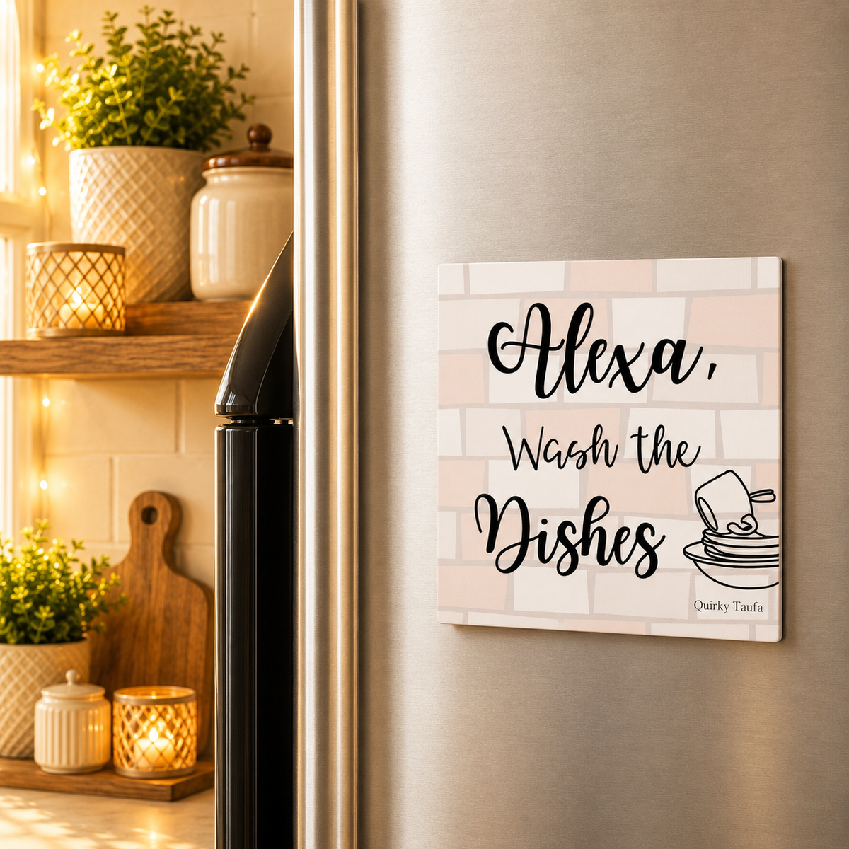 Alexa, Wash the dishes Square Magnet