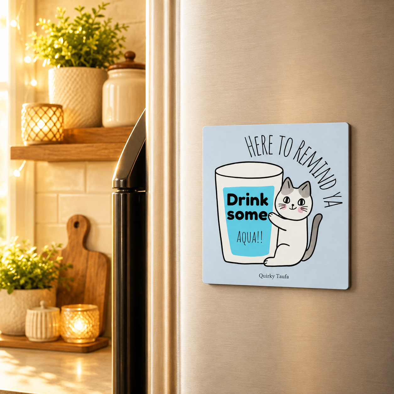 Here To remind ya drink some AQUA Square Magnet