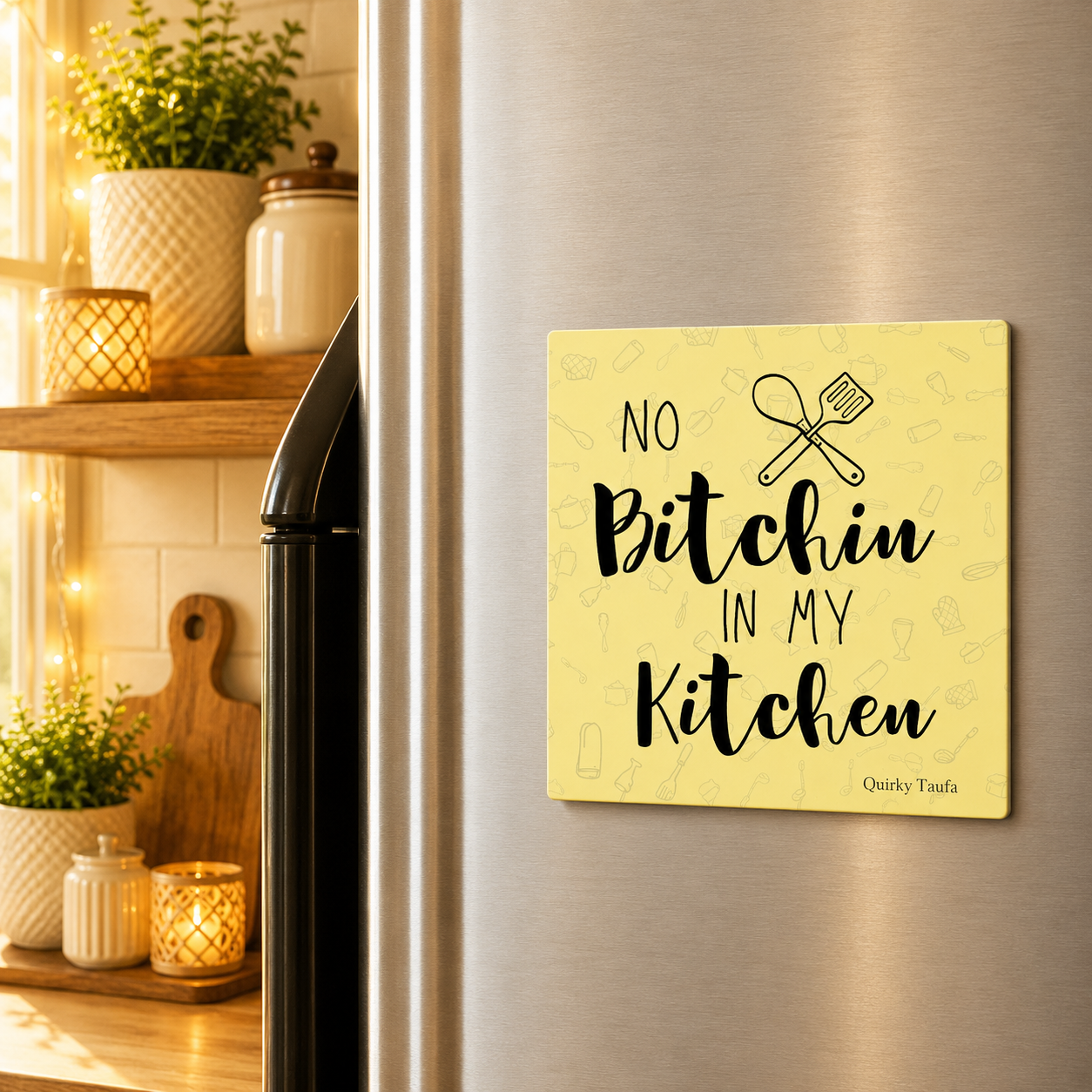 No Bitchin In my Kitchen Square Magnet