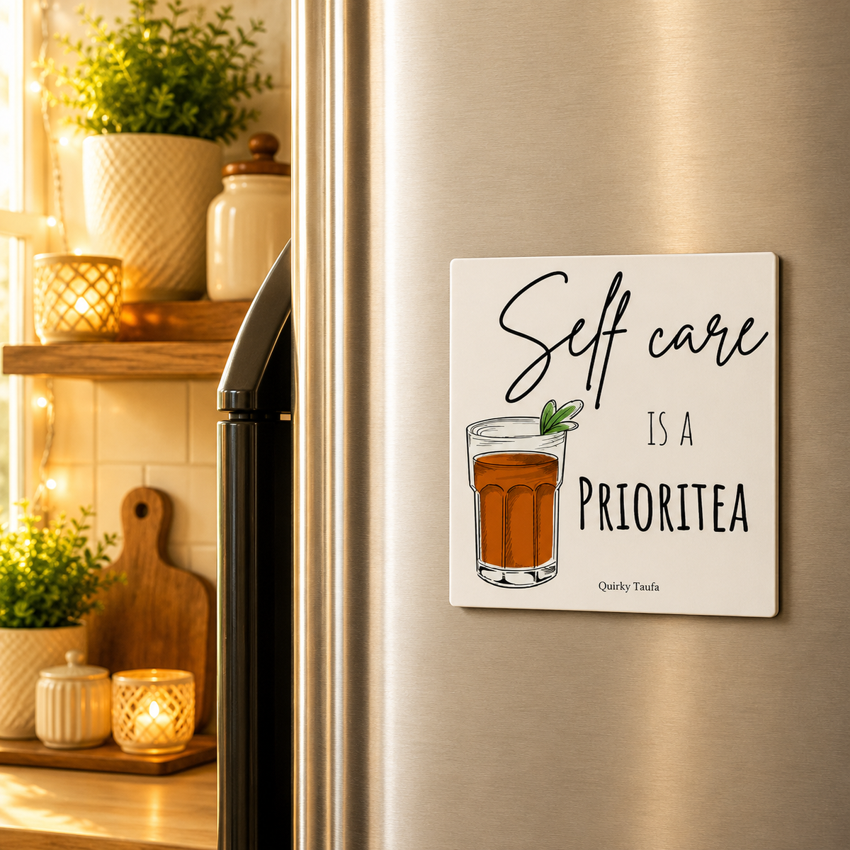 Self care is a prioritea square Magnet